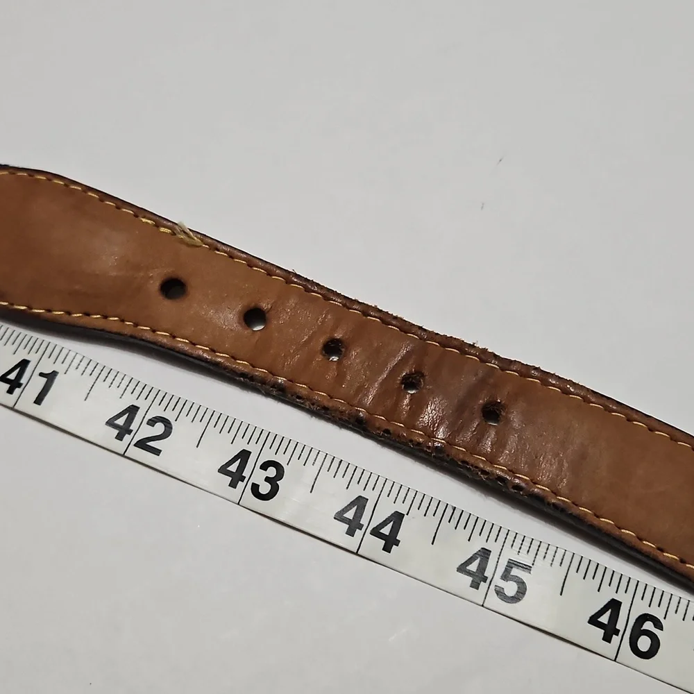 Zeppelin Brown Leather & Blue Belt with Nautical Flags Brass Buckle Size 44